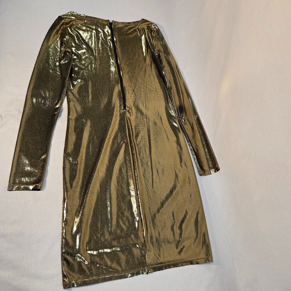 ALICE + OLIVIA Quite Luxury Gold Metallic Tabitha Bodycon Dress Size 6 LIKE NEW! - Picture 6 of 17